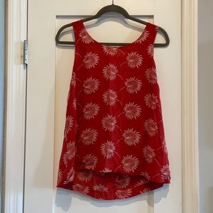 Madewell (US-Large) 100% silk sleeveless with tie/open back detail, red floral